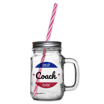 Coach Coaching Trainer Sport Entraineur Team - Glass jar with handle and screw cap - clear - Right