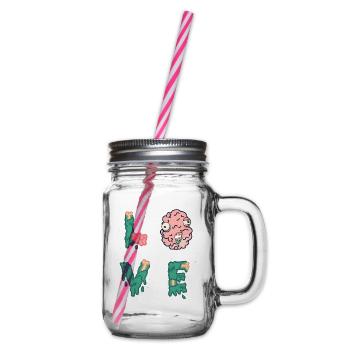 Halloween zombie monster brain love brains - Glass jar with handle and screw cap - clear - Right