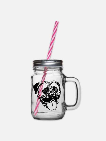 Bullmastiff Kopf - Henkelglas mit Schraubdeckel - Klar