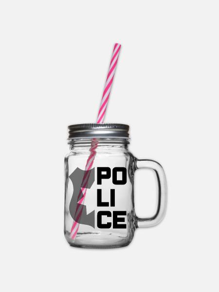Police (halbierte Dienstmarke) - Henkelglas mit Schraubdeckel - Klar