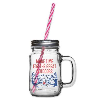 Make Time for Outdoors Camping Hiking Camper - Glass jar with handle and screw cap - clear - Right