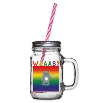 Waaas - Henkelglas mit Schraubdeckel - Klar - Rechts