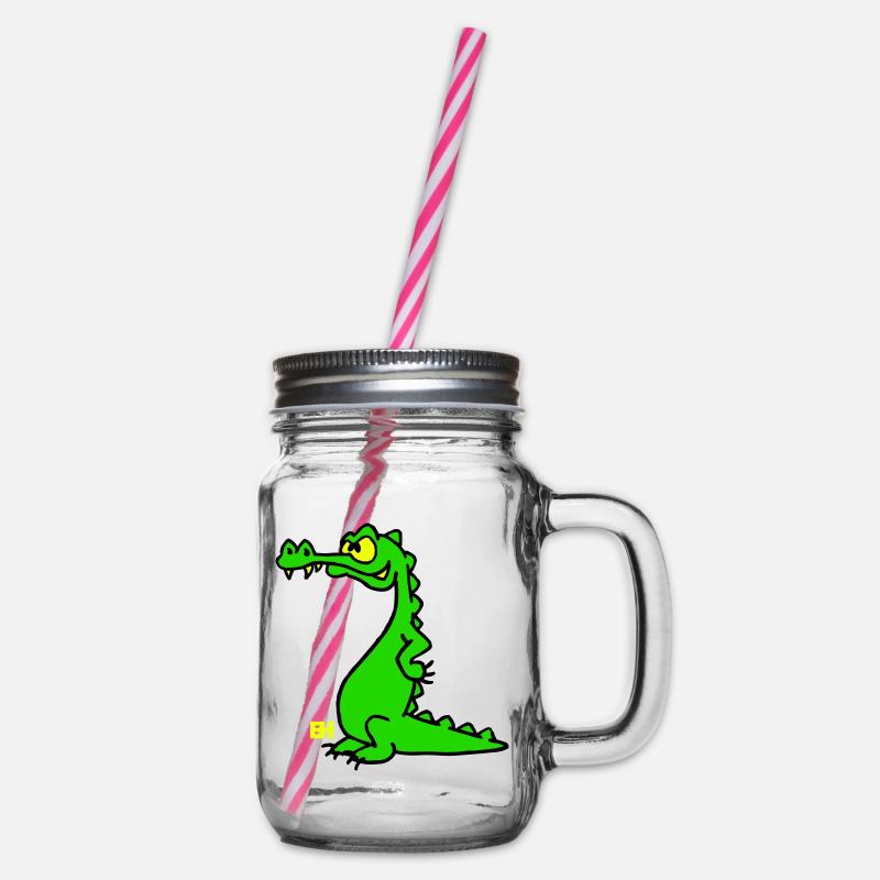 Crocodile souriant, design à trois couleurs - Bocal à boisson - transparent