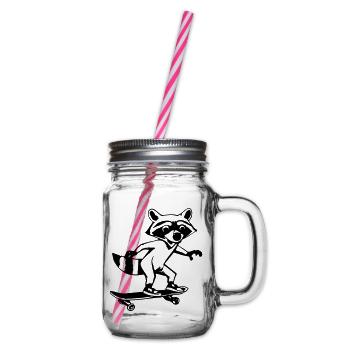 Raccoon Skateboard Drôle d’idée cadeau - Bocal à boisson - transparent - Droite