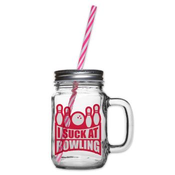 I suck at bowling - Glass jar with handle and screw cap - clear - Right