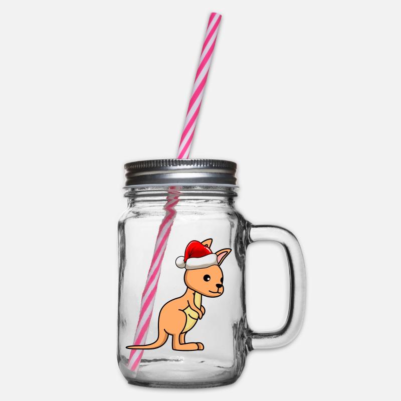 Kangaroo Comic Weihnachten - Henkelglas mit Schraubdeckel - Klar