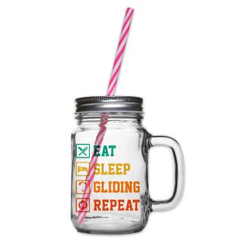 Eat Sleep Gliding Repeat Paragliding Parachute Par - Henkelglas mit Schraubdeckel - Klar - Rechts