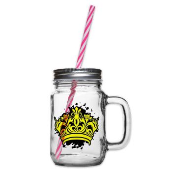 Crown Symbol Blobs - Glass jar with handle and screw cap - clear - Right
