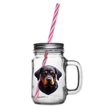 Adorable Rottweiler puppy - Glass jar with handle and screw cap - clear - Right