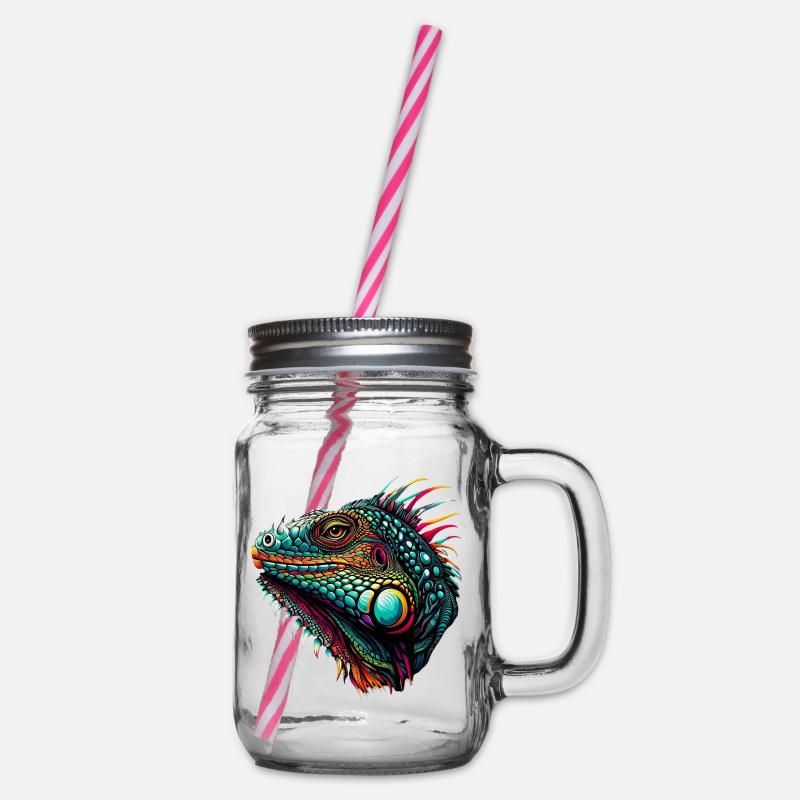 Leguan - Henkelglas mit Schraubdeckel - Klar