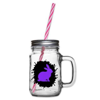 Splatter Bunny - Glass jar with handle and screw cap - clear - Right
