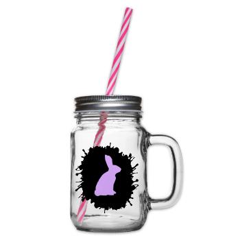 splatter hase - Henkelglas mit Schraubdeckel - Klar - Rechts