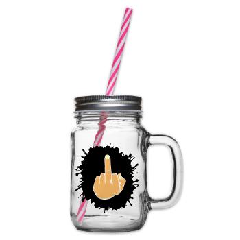 splatter mittelfinger - Henkelglas mit Schraubdeckel - Klar - Rechts