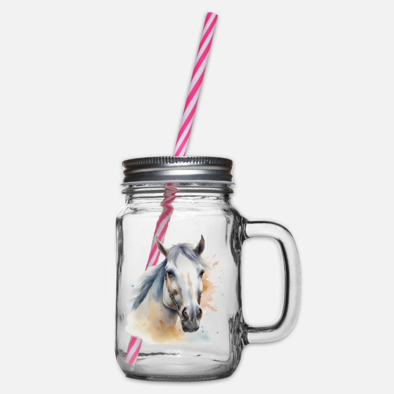 Tête de cheval Cheval Cheval Cheval Etalon - Bocal à boisson - transparent