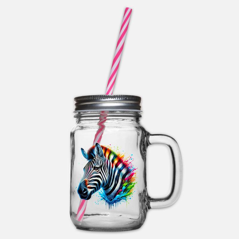 Zebra - Henkelglas mit Schraubdeckel - Klar