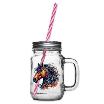 Pferd - Henkelglas mit Schraubdeckel - Klar - Rechts