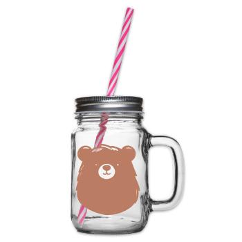 Simple bear in a flat handle - Glass jar with handle and screw cap - clear - Right