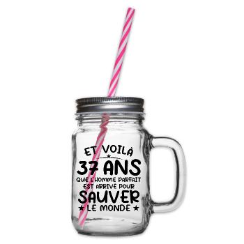 37 Year Old Birthday Gift 37 Year Old Men - Glass jar with handle and screw cap - clear - Right