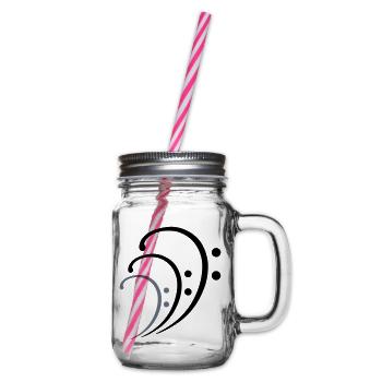 3 Bass Music Clef Three Notes Musical Notes - Glass jar with handle and screw cap - clear - Right