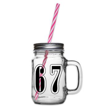 67 Zahl Symbol - Henkelglas mit Schraubdeckel - Klar - Rechts