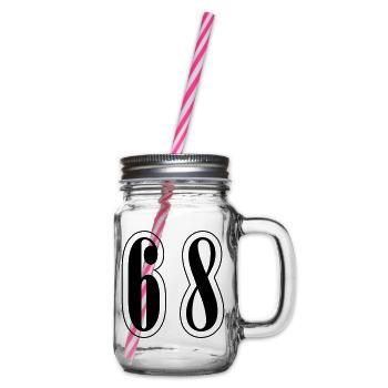 68 Zahl Symbol - Henkelglas mit Schraubdeckel - Klar - Rechts