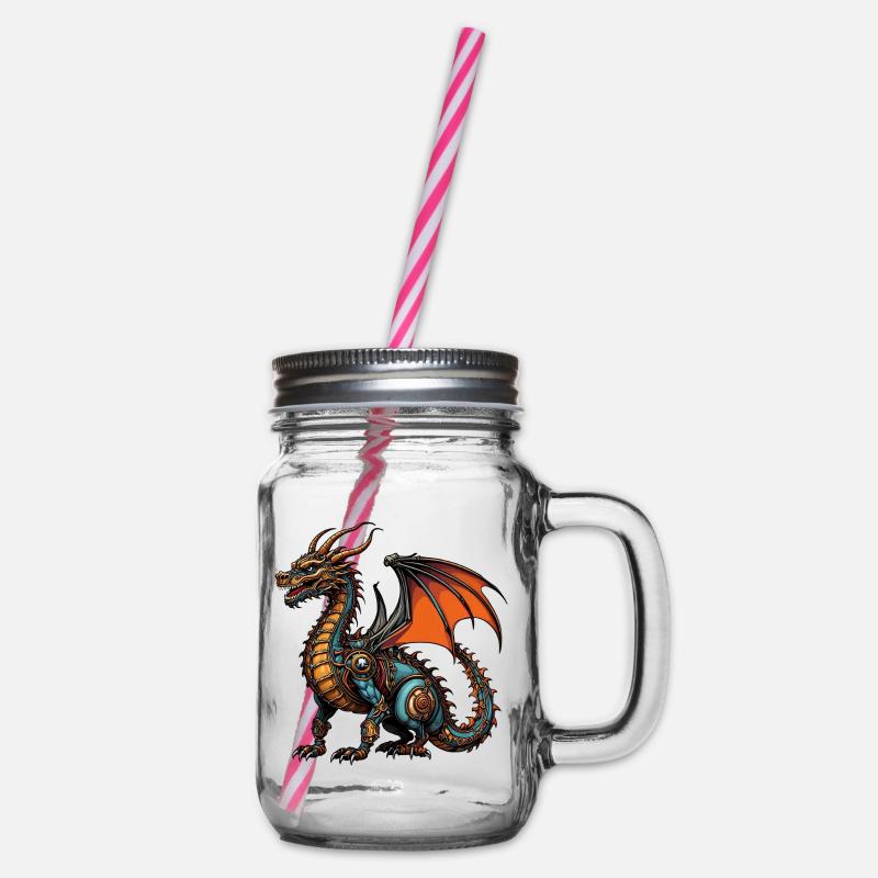 Drache - Henkelglas mit Schraubdeckel - Klar