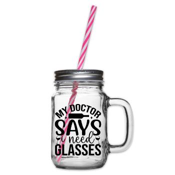 My doctor says i need glassesc - Glass jar with handle and screw cap - clear - Right