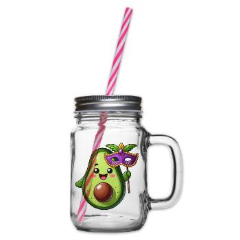 Mardi Gras Avocado Süßes Vegetarischer Cartoon - Henkelglas mit Schraubdeckel - Klar - Rechts