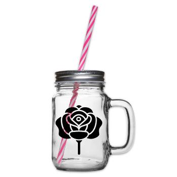 Pink Flower - Glass jar with handle and screw cap - clear - Right