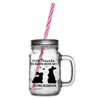 Freunde Hasen Leben - Henkelglas mit Schraubdeckel - Klar - Rechts