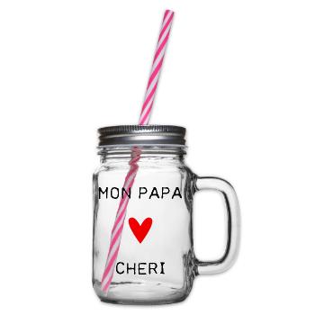 DAD. FATHER'S DAY. HAPPY FATHER'S DAY. HAPPY BIRTHDAY. - Glass jar with handle and screw cap - clear - Right