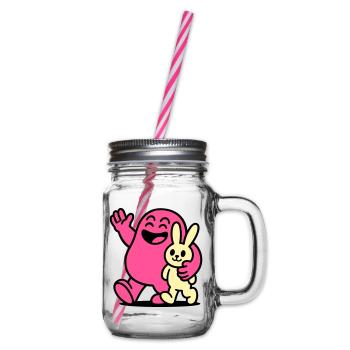 Happy Friends! - Glass jar with handle and screw cap - clear - Right