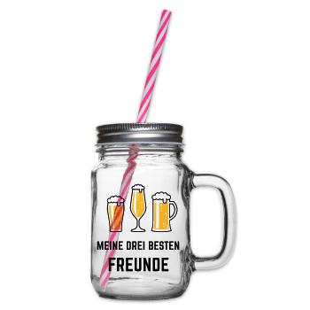 Meine Drei Besten Freunde (Bier / Biergläser / 2C) - Henkelglas mit Schraubdeckel - Klar - Rechts