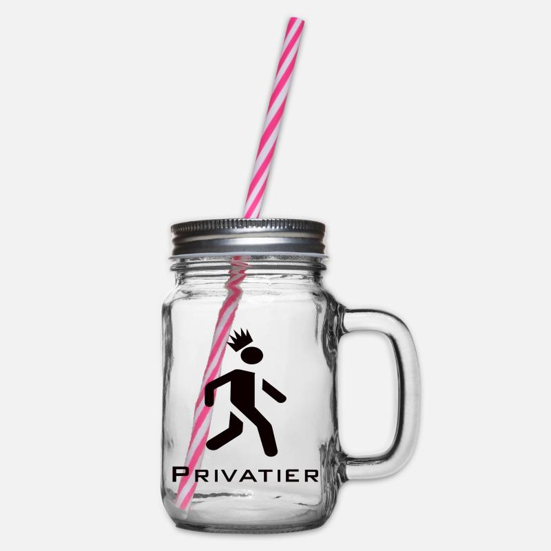 Privatier - Runner mit Krone Design schwarz - Henkelglas mit Schraubdeckel - Klar