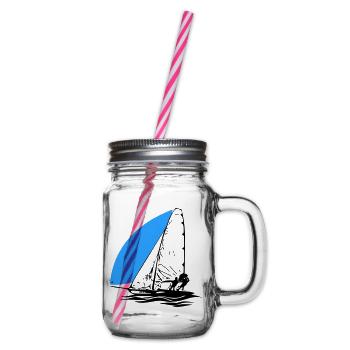 49er Sailing dinghy Sailboat Regatta Sailing Sailing Sports - Glass jar with handle and screw cap - clear - Right