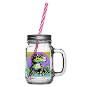 Gecko - Glass jar with handle and screw cap - clear - Right