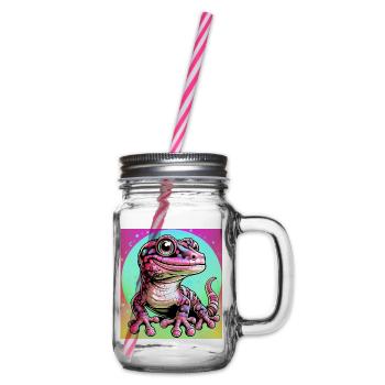 Gecko - Glass jar with handle and screw cap - clear - Right