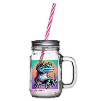 Gecko - Glass jar with handle and screw cap - clear - Right