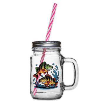 Barsch Angeln - Henkelglas mit Schraubdeckel - Klar - Rechts