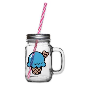 Blaue Eiscreme Waffel Icon - Henkelglas mit Schraubdeckel - Klar - Rechts