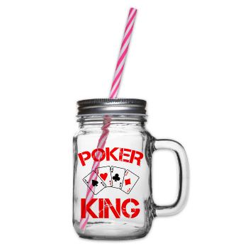 Poker König: Roter Kartenstil - Henkelglas mit Schraubdeckel - Klar - Rechts