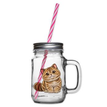 Britisch Kurzhaar Golden Tabby Kawaii Style - Henkelglas mit Schraubdeckel - Klar - Rechts