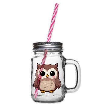Niedliche Eule Kawaii Geschenk  - Henkelglas mit Schraubdeckel - Klar - Rechts