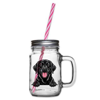Schwarzer Labrador - Henkelglas mit Schraubdeckel - Klar - Rechts