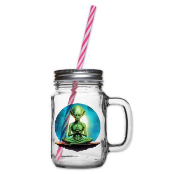 Aliens Yoga / Yogi Alien - Henkelglas mit Schraubdeckel - Klar - Rechts