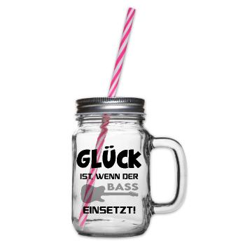 Glück ist Bass einsetzt Music Gitarre Musik Spruch - Henkelglas mit Schraubdeckel - Klar - Rechts