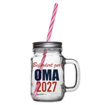 Befördert zur Oma 2027 - Henkelglas mit Schraubdeckel - Klar - Rechts