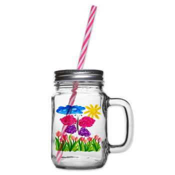 Farbenfroher Schmetterlingsgarten – Sonnenschein & Tulpen - Henkelglas mit Schraubdeckel - Klar - Rechts