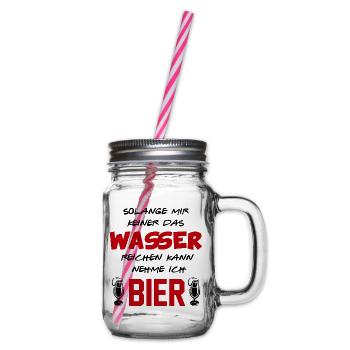 Wasser reichen Bier trinken Alkohol Sprüche - Henkelglas mit Schraubdeckel - Klar - Rechts