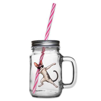 Dabbing Cornish Rex – Coole Lockenkatze - Henkelglas mit Schraubdeckel - Klar - Rechts
